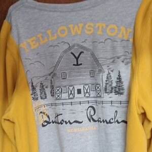 Upsycled Refurbshed Yellowstone Dutton Ranch Gray and Yellow Sweatshirt